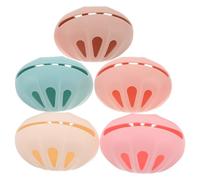 FRCOLOR 5Pcs Silicone Makeup Sponge Holder Set with Ventilated Protective Shell, Portable Beauty Egg Organizer Case for Travel and Drying, Available in Pink, Khaki, Ivory, Blue, and Dark