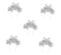 FRCOLOR 5pcs Silver Disco Ball Headband with Star Tinsel Festive Hair Accessory for Women Year Eve Party Disco Theme Headpiece for Indoor Outdoor Celebrations and Costume Events