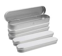 FRCOLOR 5pcs Tinplate Pencil Case Box with Lid Design for Protection, Rectangular Metal Pen Storage Organizer in Silver, Sleek Modern Look Suitable for Office the Go