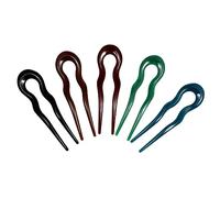 FRCOLOR 5pcs U-shaped Resin Hairpins for Women Wave Shaped Hair Stick Hair Accessories in Green Black Light Brown Blue Burgundy Suitable for Daily Use and Special Occasions