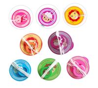FRCOLOR 5PCS Wooden Pull String Spinning Tops for Early Learning Educational Plaything Enhances Hand-eye Coordination and Cognitive Skills Random Styles