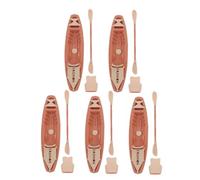 FRCOLOR 5Sets Miniature Kayak Model with Oars Tiny Canoe Figurines Realistic Plastic Boat for Water Play and Desktop Decoration Dollhouse Accessories