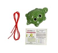 FRCOLOR 6-hole Alto Ocarina Turtle Shape Flute in Dark Green with Cord - Beginner Student White Porcelain Folk Instrument for Music Learning and Performance Random Color