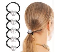 FRCOLOR 6 Pack Big Pearl Hair Ropes Elastic Hair Ties No Damage for Women Ponytail Holders