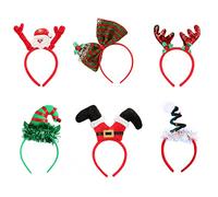 FRCOLOR 6 Pack Christmas Headbands Reindeer Antler Sequin Bow Santa Headbands Hair Hoop for Christmas Holiday Parties Photos Booth