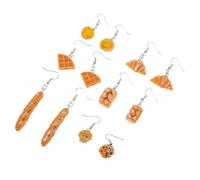 FRCOLOR 6 Pairs Food Simulation Bread Earrings for Women Resin Dangle Drop Jewelry with Fun Bakery Pendant Design Lightweight Chic Gift for Daily Wear and Festivals