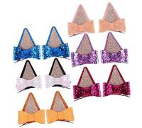 FRCOLOR 6 Pairs Glitter Cloth Bow Hair Clips Lightweight Animal Ear Hairpins for Party Daily Wear Cute Hair Bows for Wedding Birthday Proms