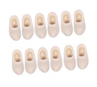 FRCOLOR 6 Pairs Miniature Unfinished Wooden Doll Shoes Thick Wood Dutch Clogs for DIY Crafts Dollhouse Decorations Compatible with Miniature Accessories