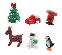 FRCOLOR 6 Pcs Christmas Wind Up Including Snowman Large Christmas Tree Reindeer Penguin Clothes Shoes Clockwork Jumping Walking Flipping for Party Favors Classroom Rewards and Holiday