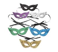 FRCOLOR 6 Pcs Mardi Gras Party Face Masks with Unique Sequin Design for Women Dazzling Half Face Masks Gold Purple Green Lake Blue Black and Silver for Masquerade Balls and Carnival