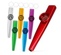 FRCOLOR 6 Pcs Metal Kazoos Musical Instruments for Kids and Adults, Simple to Use with Smooth Comfortable Grip, Assorted Colours for Music Performance and Fun