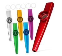 FRCOLOR 6 Pcs Metal Kazoos with Membranes for Beginners and Adults Educational Musical Instruments for Music Lovers Smooth Grip Kazoo for Practice and Performance