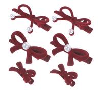 FRCOLOR 6 Pcs Mini Bow Clips Pearl Bow Hair Clips for Girls Women Hair Accessories