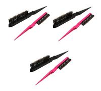 FRCOLOR 6 pcs Pig Bristle Curl Comb with Pointed Tail and Wide Teeth for Salon and Home Use Stimulates Scalp and Promotes Blood Flow Long Handle Hairbrush for Styling Wavy and Random Color