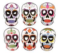 FRCOLOR 6 Piece Halloween Mask Day of the Dead Skulls Mask for Costume Party Carnival and Cosplay High Quality Durable with Elastic Band for Adults and Suitable for Adults