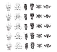 FRCOLOR 60pcs Halloween Skeleton Nail Charms 3d Skull Charm Set for Diy Manicure Kit for Nails Crafts Jewelry Making