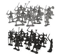 FRCOLOR 60Pcs Medieval Knight Action Figures Set Black Silver Miniature Army Men Soldiers for Educational Pretend Play Cake Decorations Collectible