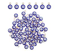 FRCOLOR 60pcs Mm Evil Eye Pendant Charm for Jewellery Making, Lightweight Alloy and Glass Material, Versatile Use and Resistant to Fading, for Creating Unique Handmade Necklaces
