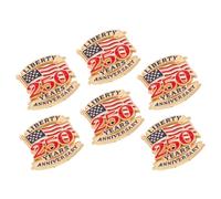 FRCOLOR 6pcs 250th Anniversary Usa Lapel Pins - American Flag Patriotic Brooch Set for Independence Day, Memorial Day 4th of July Celebration Accessories