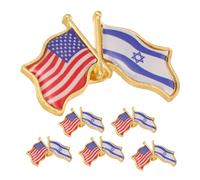 FRCOLOR 6pcs America Israel Flag Pin Zinc Alloy Lapel Badge with Reliable Fastening and Patterns for Casual Outfits and Patriotic Events, Versatile Style Collectible Brooch