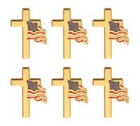 FRCOLOR 6pcs American Flag Cross Pin Brooch with Lightweight Alloy and Stable Stamping, Patriotic Statement for Festive Celebrations and Holiday Ensemble, for Independence Day and 4th
