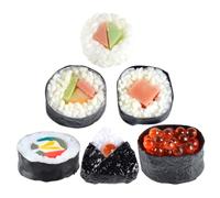 FRCOLOR 6Pcs Artificial Sushi Model Realistic Fake Japanese Rice Rolls Simulation Food Props for Display Decoration Photography Made of Material