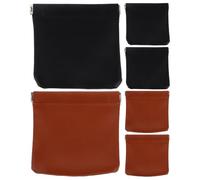 FRCOLOR 6pcs Automatic Closing Storage Bags for Purse Small Makeup Pouch Mini Lipstick Bag Self Closing Mini Headphones Pouches Black and Earth Brown Travel Organizer
