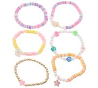 FRCOLOR 6pcs Beaded Bracelet for Women Girls Stacking Bracelets Clay Beads Decorative Jewelry