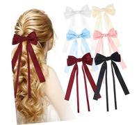 FRCOLOR 6Pcs Bow Hair Clips for Soft Ribbon Hair Bows Comfortable Barrettes for Women Birthdays and Special Occasions