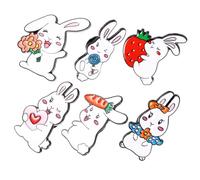FRCOLOR 6pcs Bunny Pine Tree Brooch Cute Alloy Pins for Clothing Decoration for Parties Holiday Celebrations Daily Wear Adorable Enamel Design for Women