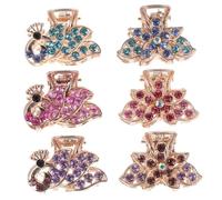 FRCOLOR 6pcs Butterfly Diamond- Gripper Hair Clips for Women Small Barrette Hair Clips Smooth Edges and Heart Shape Design for Girls Random Style