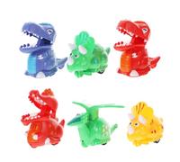 FRCOLOR 6pcs Cartoon Dinosaur Pull Back Cars for Press Drive Inertia Vehicles Material Animal Shapes Birthday and Christmas