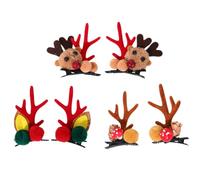 FRCOLOR 6pcs Christmas Antler Hair Clip for Comfortable and Breathable Cloth Material Party Hairpin Festive Antler Headdress Accessories