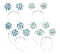 FRCOLOR 6Pcs Christmas Feather Snowflake Headbands Merry Christmas Hairbands Snowflake Head Boppers Headdress Costume Props for Women Girls