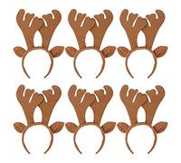 Frcolor 6PCS Christmas Headbands Reindeer Antlers Headband Reindeer Ears Headband Antler Headwear Christmas Party Favors for Holiday Brown