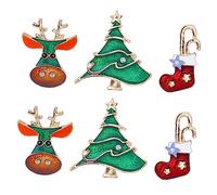 FRCOLOR 6Pcs Christmas Reindeer Brooch Set with Safety Pin Design Durable Xmas Decorative Pins for Clothes and Bags Lovely Holiday Accessories with Rich Color and Sturdy Craftsmanship
