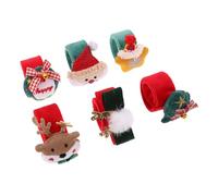 FRCOLOR 6PCS Christmas Slap Bracelets with Santa Claus Wreath Reindeer Patterns Snap Wristbands for Holiday Party Favors Stocking Stuffers and Festive Decorations