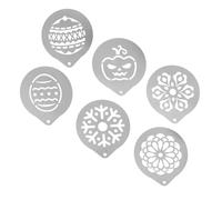 FRCOLOR 6pcs Coffee Stencils Decorating Stencil Cappuccino Art Templates Stainless Steel Wear Resistant Material Assorted Vivid Designs Safe Use for Coffee Decoration