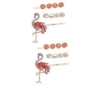 FRCOLOR 6pcs Colorful Rhinestone Hairpins Unique Flamingo Bang Clips Stylish Hair Accessories for Women and Girls for Parties and Everyday Wear