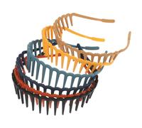 FRCOLOR 6Pcs Comb Design Plastic Hairbands for Matte Wide Headband with Teeth Comfortable Moderate Weight Suitable for Daily Wear and Parties Multi-color Pack Including Yellow Navy