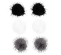 FRCOLOR 6pcs Creative Detachable Hair Ball Nail Art Decor Black White Grey for Unique Manicure Art Diy Nail Adornment and Charming Hair Ball Accents