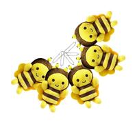 FRCOLOR 6pcs Cute Bee Plush Keychains Soft and Cuddly Stuffed Animal Backpack Charms for Birthday Party Supplies Honeycomb Decor Shower Favors Gift
