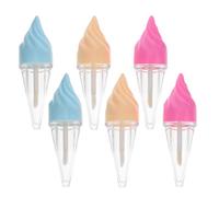 FRCOLOR 6Pcs Cute Ice Cream Shaped Lip Gloss Tubes with Applicator Wands Refillable Clear Lip Balm Containers for Women Girls DIY