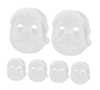 FRCOLOR 6pcs DIY Blank Santa Claus Masks Pulp Material Unpainted Masquerade Supplies for Adults Craft Art Festive Decoration