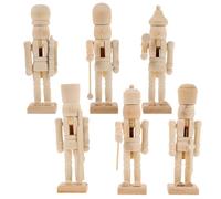 FRCOLOR 6Pcs DIY Blank Wood Nutcracker Soldier Ornaments 5 Inch Unpainted Xmas Decorations Wooden Christmas Nutcracker Puppets for Painting and Crafting