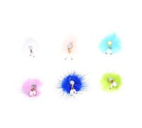 FRCOLOR 6pcs DIY Manicure Accessory Nail Hairball Ornament Set with Assorted Colours and Magnet Material, Detachable and Easy to Change Colour for Nail Art Decoration