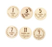 FRCOLOR 6pcs Double Sided Birth Month Cards Wooden Milestone Photo Props for Newborn Growth Safe Odorless Monthly Marker for First Year Memory Album