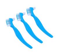 FRCOLOR 6pcs Double Sided Dental Brushes for False Teeth Soft Bristle Toothbrushes with Non-Slip Handle Gentle Retainer Cleaning Oral Care Brush for Denture Maintenance