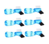 FRCOLOR 6pcs Double-Sided Denture Brush for False Teeth Cleaning Dual Hard Bristles Toothbrush with Short Ergonomic Handle Lightweight Travel and Home Oral Care Tool for Retainers and