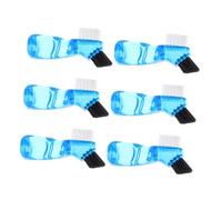 FRCOLOR 6pcs Dual-Head Denture Brush for Seniors Compact Travel False Teeth Toothbrush with Ergonomic Handle Soft and Hard Bristles Cleaning Brush for Retainers and Appliances